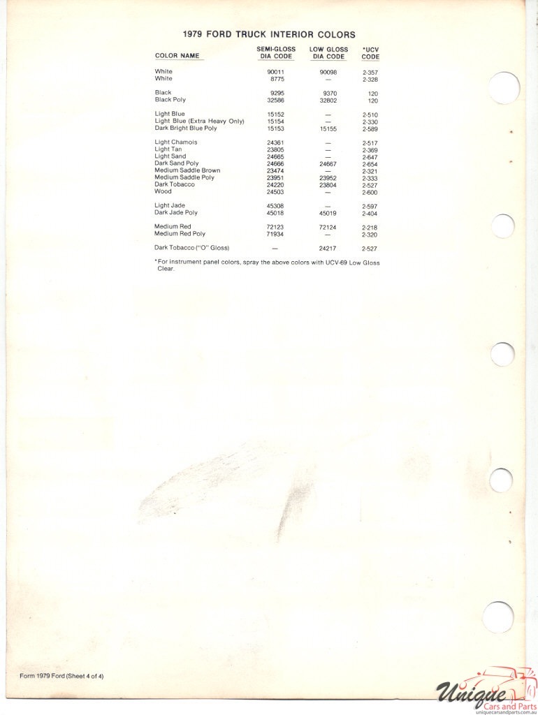 1979 Ford Paint Charts Trucks PPG Dtzler 2